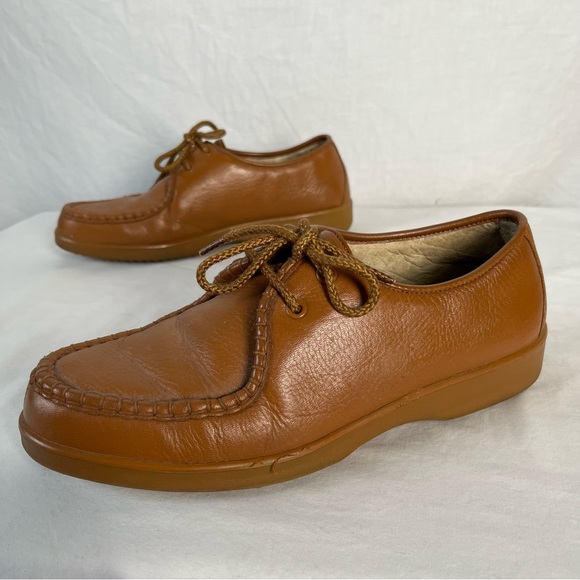 Vintage 70s Florsheim Comfortech men’s 9EEE beige leather derbies rubber soles - Picture 16 of 16